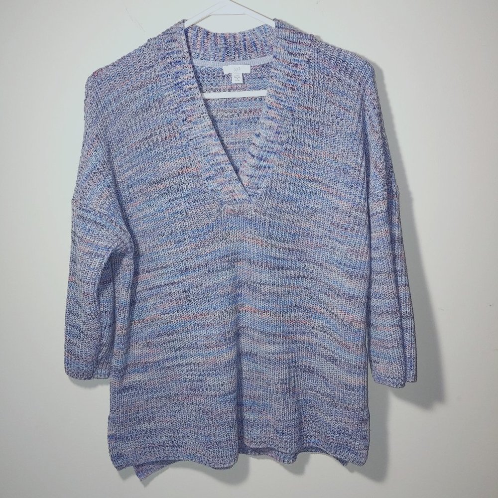 J.ill Easy Dropped-Shoulder Sweater Size S Petite Blue Jasper Multi